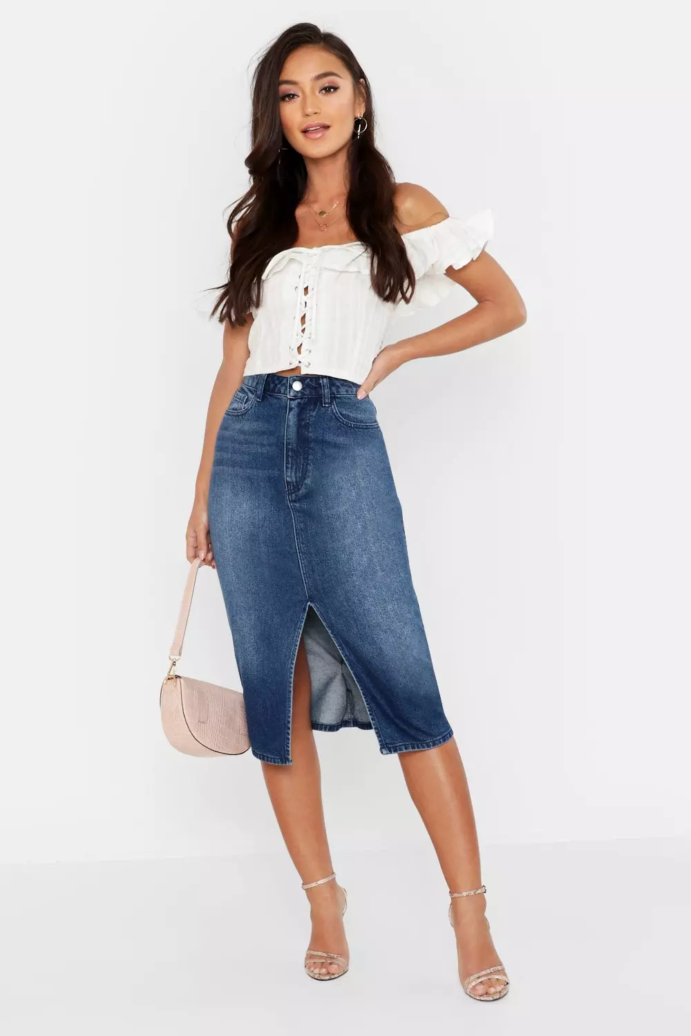 Denim midi 2024 skirt petite